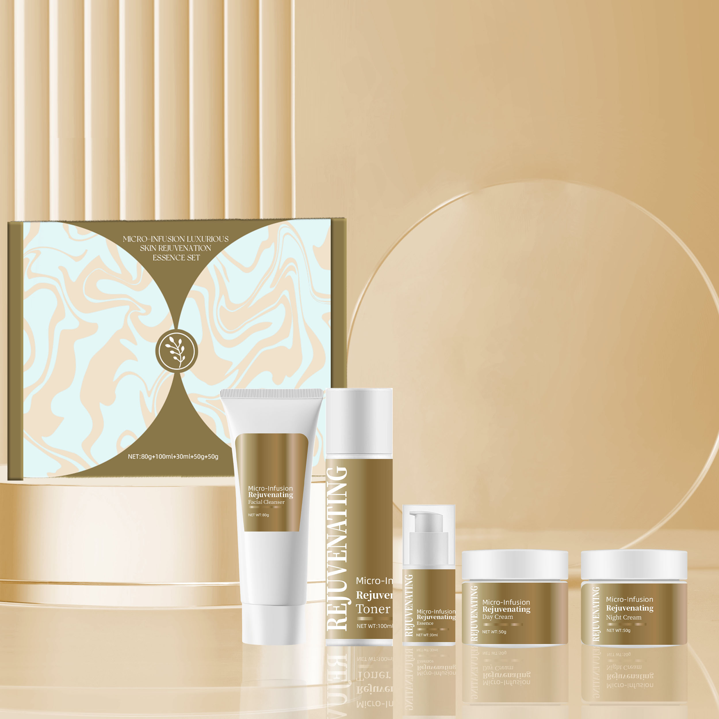 New Trending Custom Logo Skin Care Products Set Whitening Micro-infusion Luxurious Skin Rejuvenation Essence Set for Women